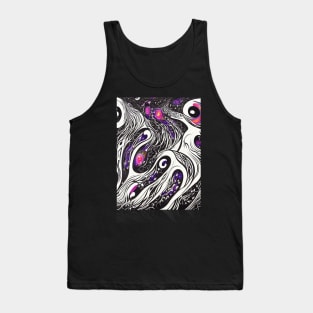 Spiral Galaxy Drawing Black Hearts Abstract Tank Top